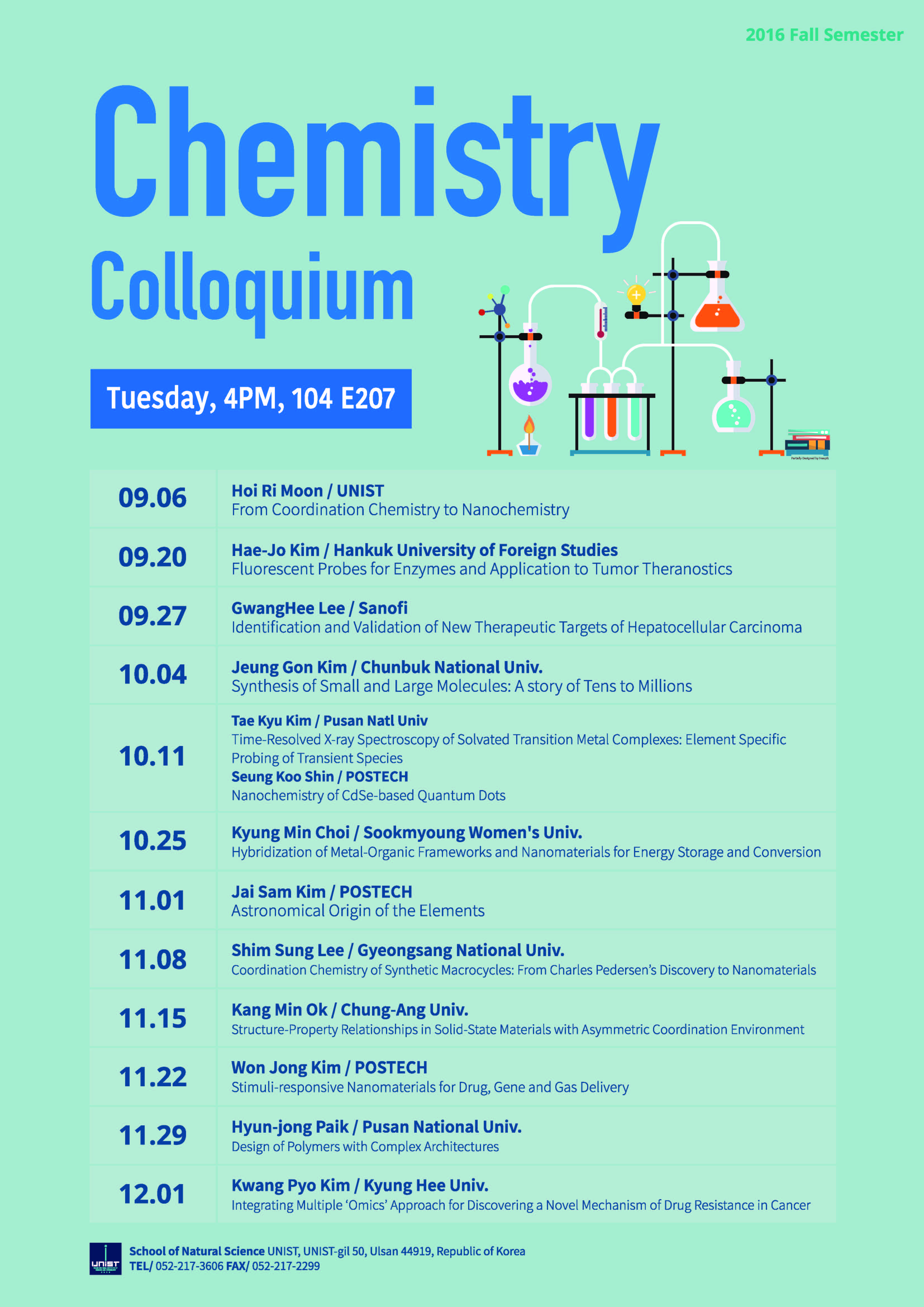2016 Fall Semester, Department of Chemistry Colloquium