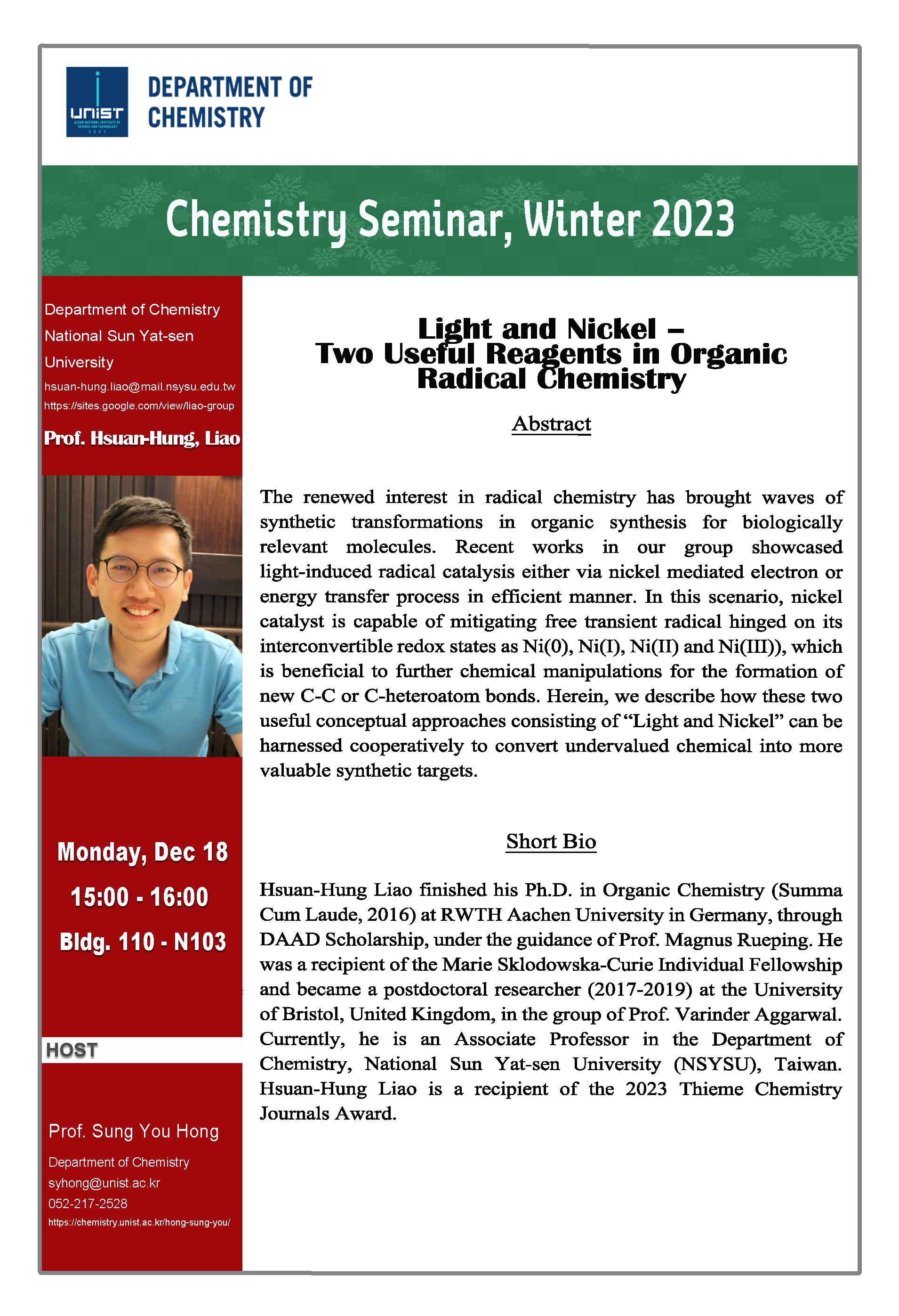 Chemistry Special Seminar