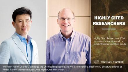 UNIST Researchers Named to Thomson Reuters’ List of Highly Cited Scientists (Professor Rodney S. Ruoff)