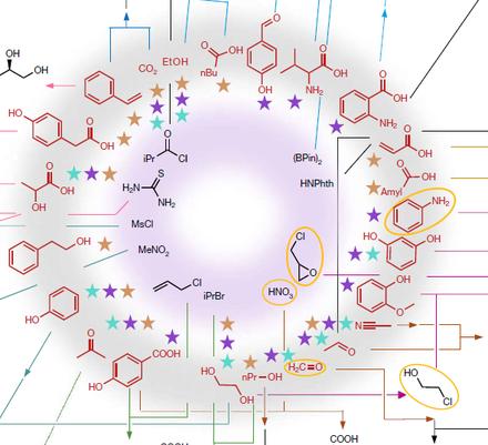 Computer-designed repurposing of chemical wastes into drugs
