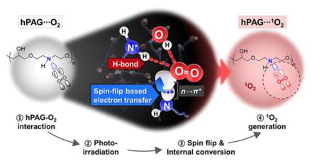 Singlet Oxygen Generation from Polyaminoglycerol by Spin-Flip-Based Electron Transfer